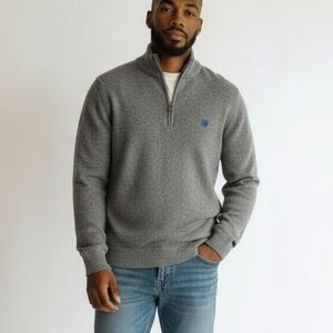 Pre End of Denmark Grey Wool Blend 1/4 Zip Mens Tobias Sweater Size Medium